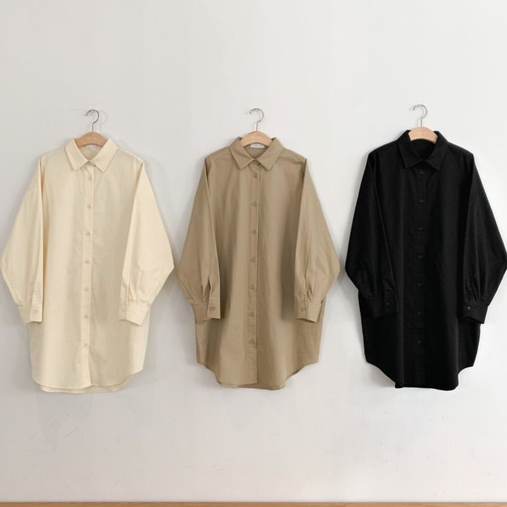 Oak + Fort Button-up Longsleeve Shirt Dress